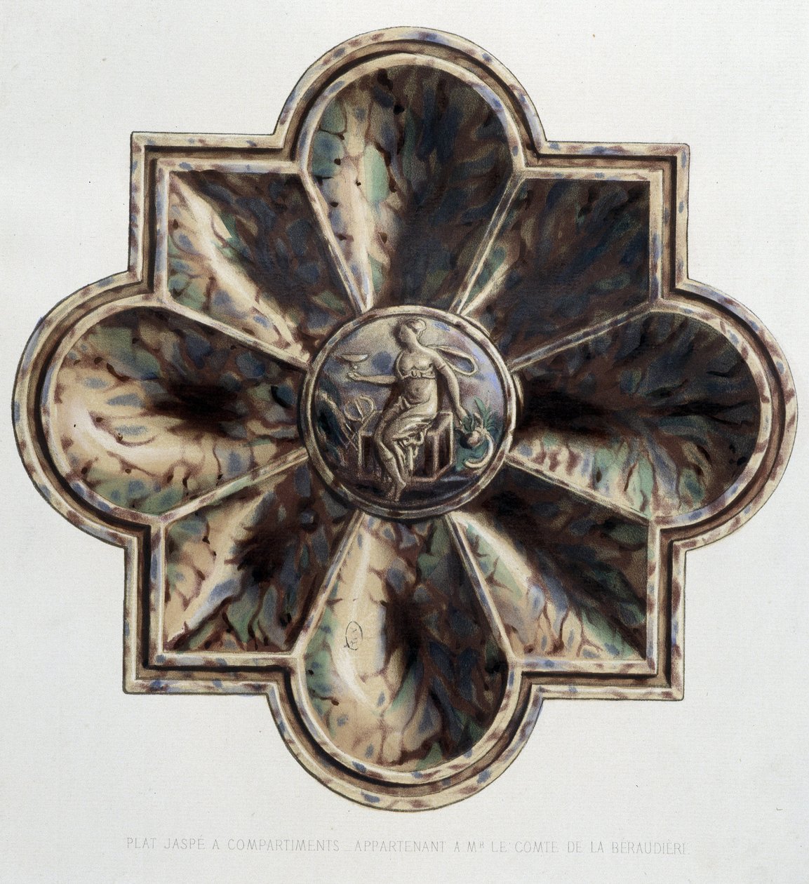 Bölmeli plaka jaspé - Plaka seramik, C. Delange ve C. Borneman, Paris tarafından “” Bernard Palissy