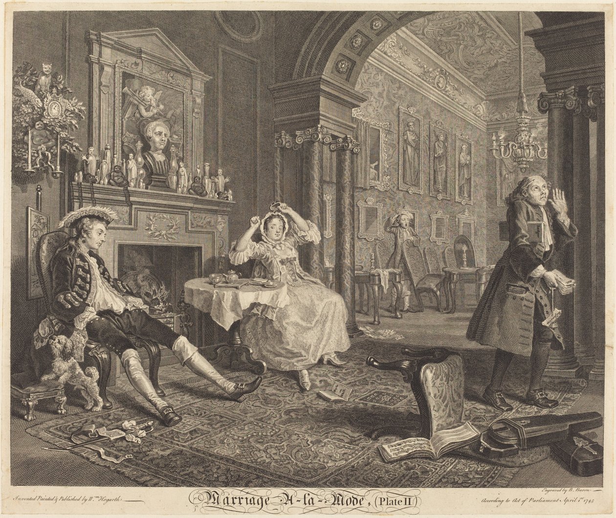 Evlilik a la Mode: pl. 2 by Bernard Baron after William Hogarth