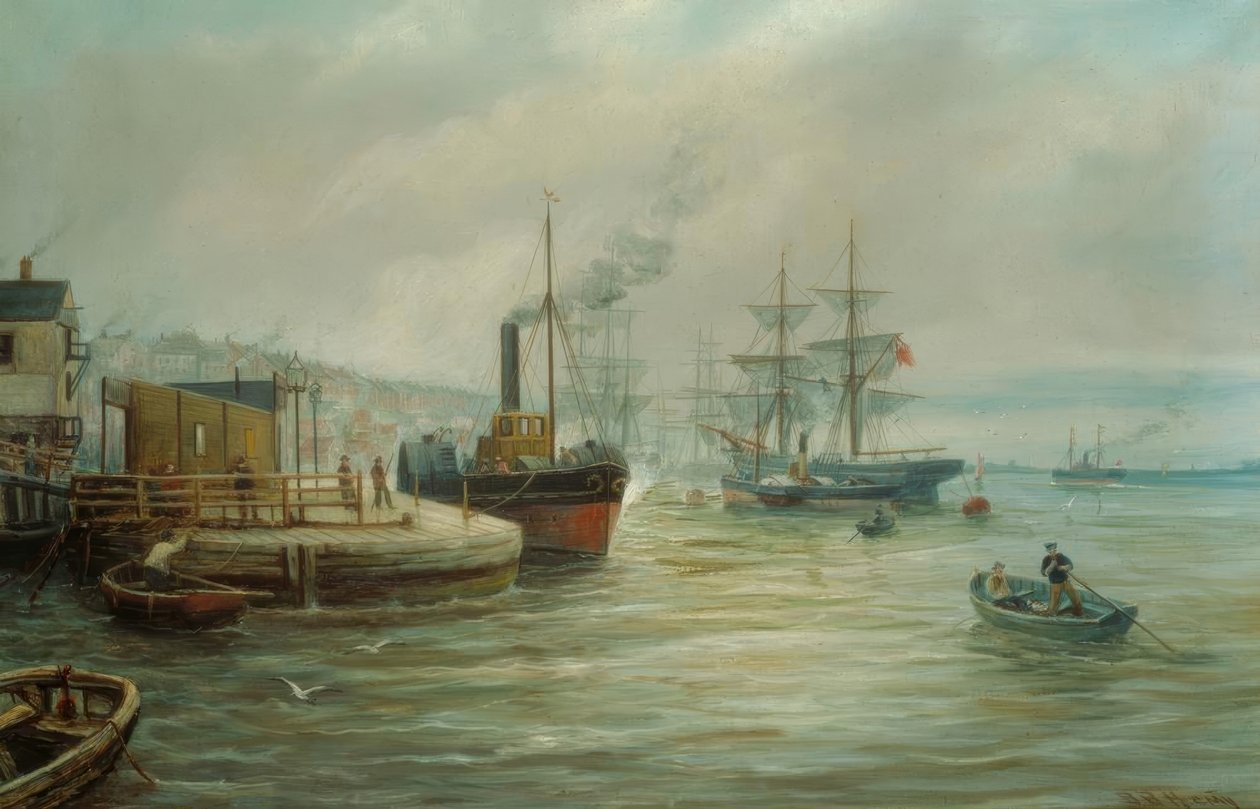 Bir Paddle Steamer ve diğer Nakliye by Bernard Benedict Hemy