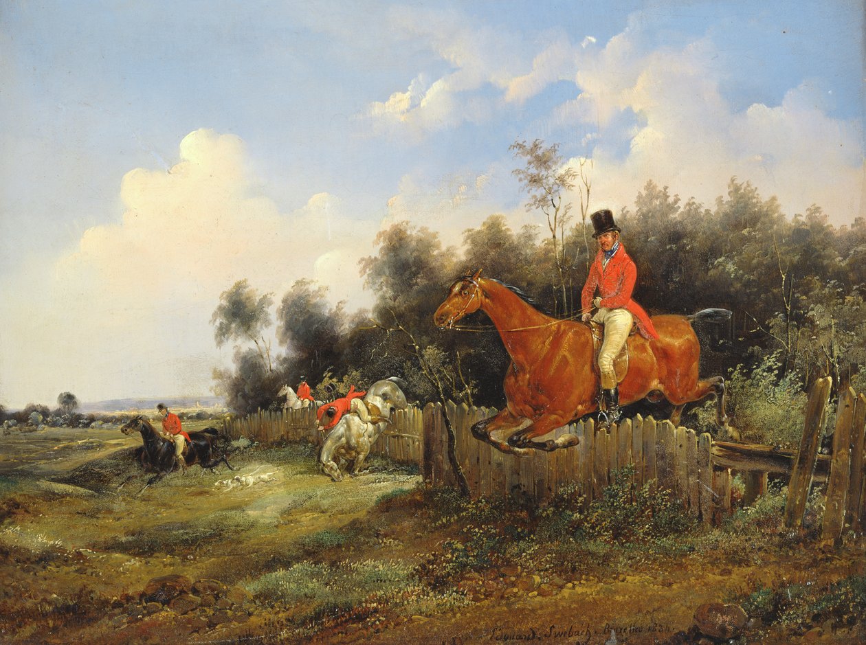 avlanma sahnesi by Bernard Edouard Swebach