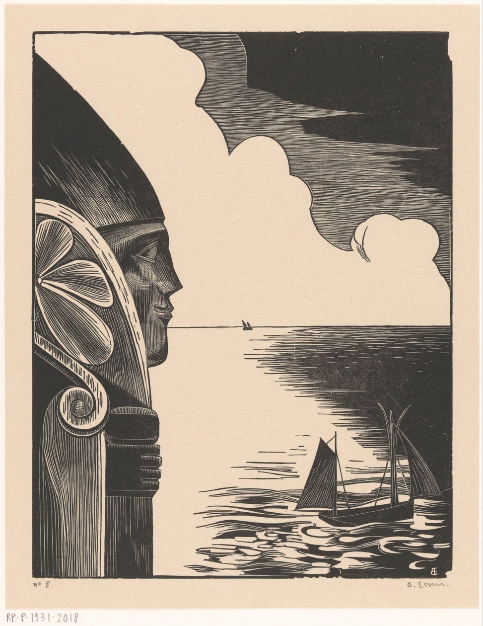 Tréboul limanında Aziz Nikolaos Heykeli by Bernard Essers (signed by artist)