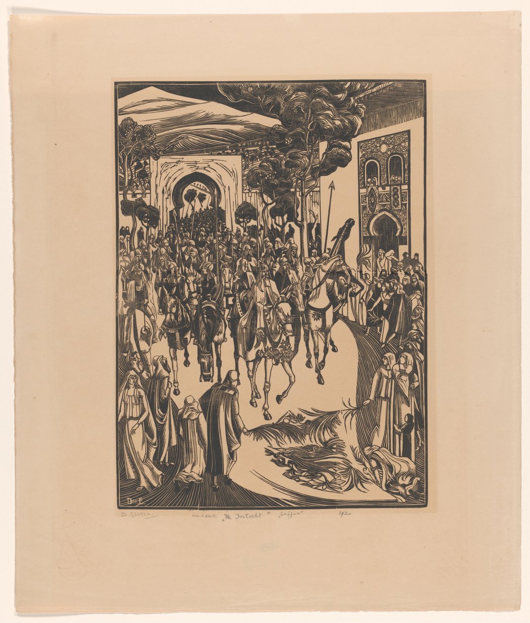 De Intocht (nesne üzerindeki orijinal başlık) Saffia (nesne üzerindeki orijinal başlık) by Bernard Essers (signed by artist)