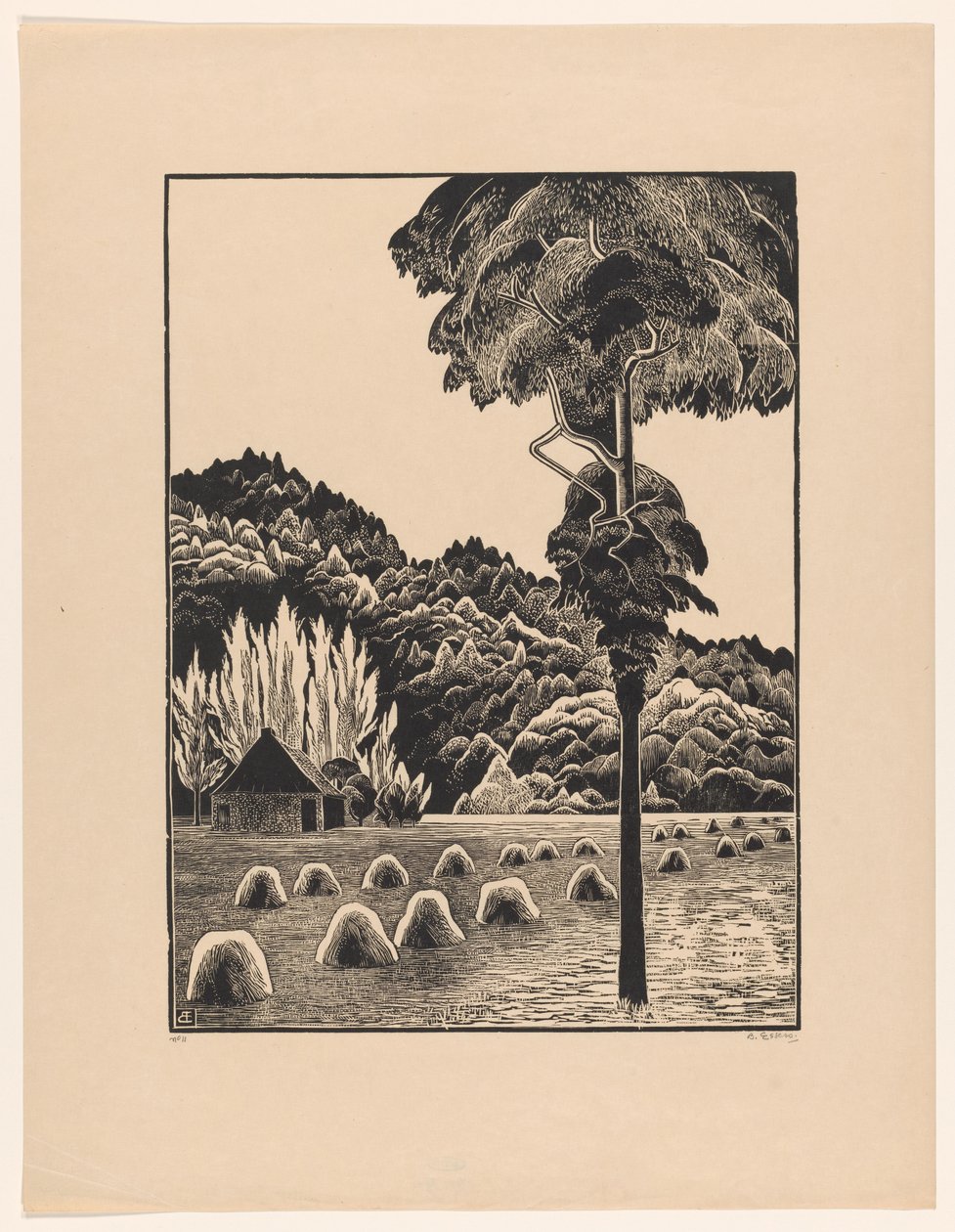 Saman yığınları ile kumul manzara by Bernard Essers (signed by artist)