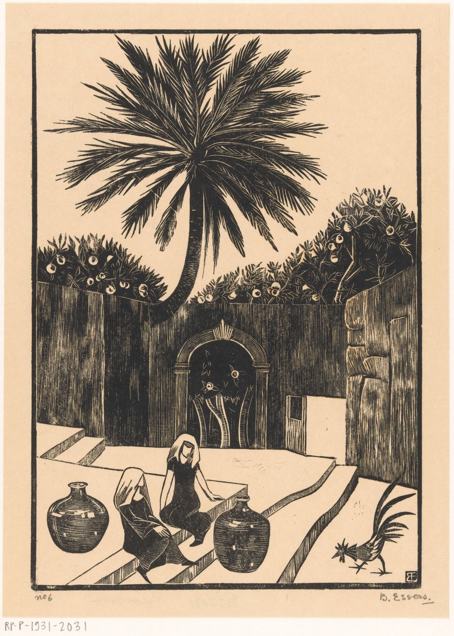 Sicilya'daki Taormina'da basamaklı sokak by Bernard Essers (signed by artist)