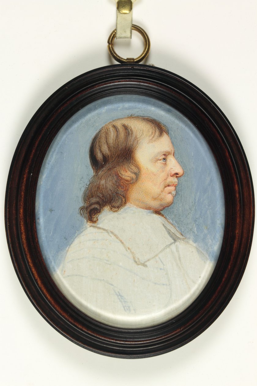 Oliver Cromwell (fildişi üzerine sulu boya) by Bernard III Lens