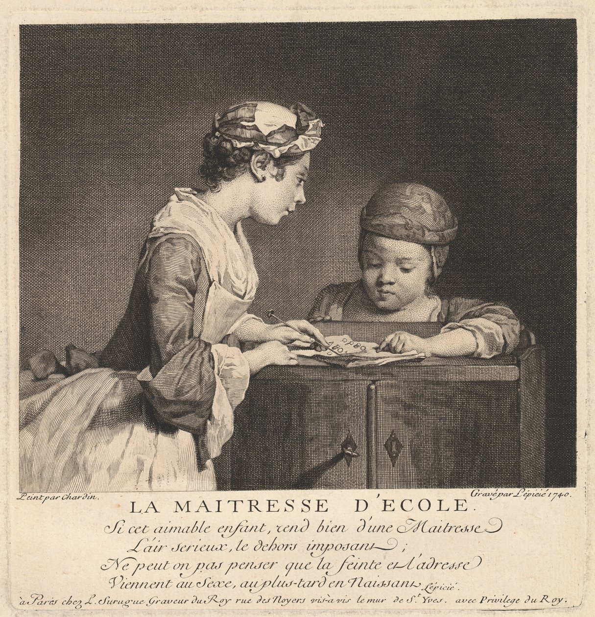 okul öğretmeni by Bernard Lépicié after Jean Siméon Chardin