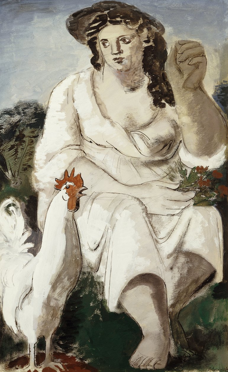 Köylü Kız ve Beyaz Horoz by Bernard Meninsky