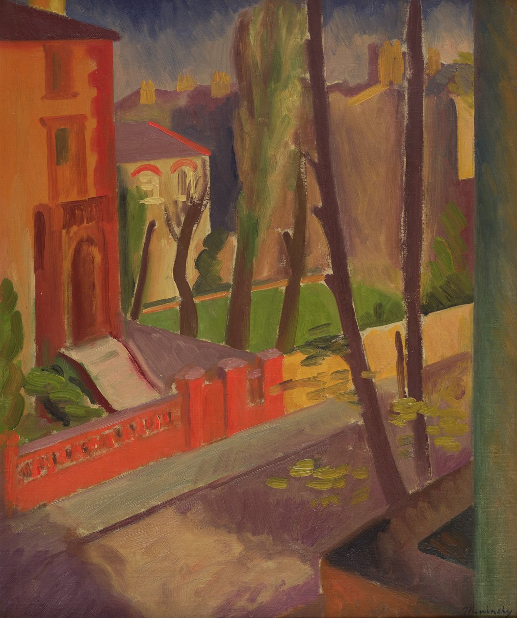 Ağaçlıklı Sokak (tuval üzerine yağlı boya) by Bernard Meninsky
