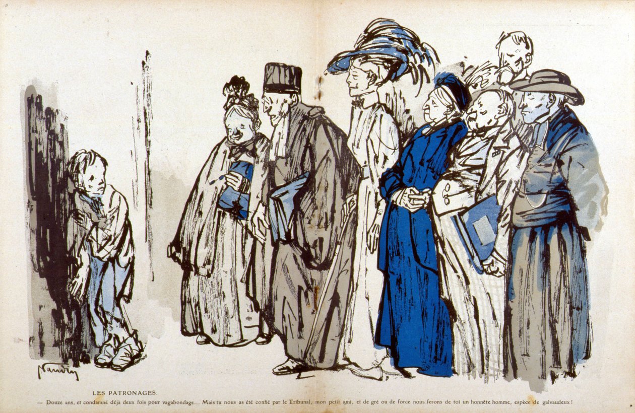 Zavallı çocuk ve hayırsever himaye - Bernard Naudin (1876-1946) tarafından “L'Plate au Butter: l'enfance culpable” içinde by Bernard Naudin