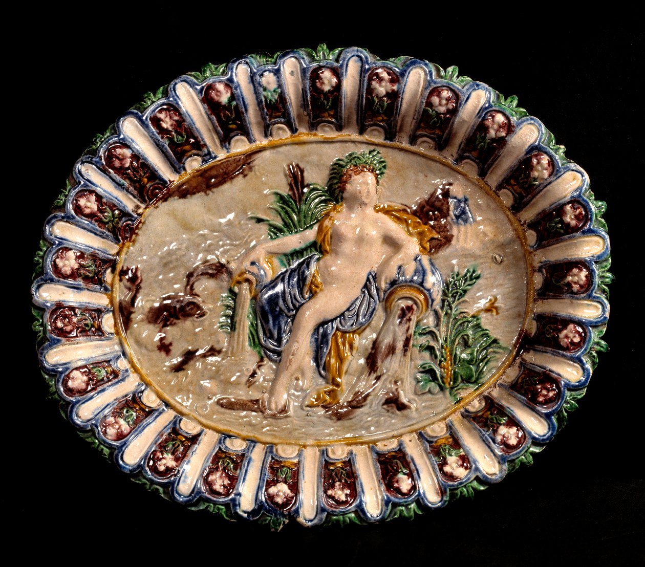 Bernard Palissy (1510-1589) tarafından sırlı kil içinde su seramik alegori by Bernard Palissy