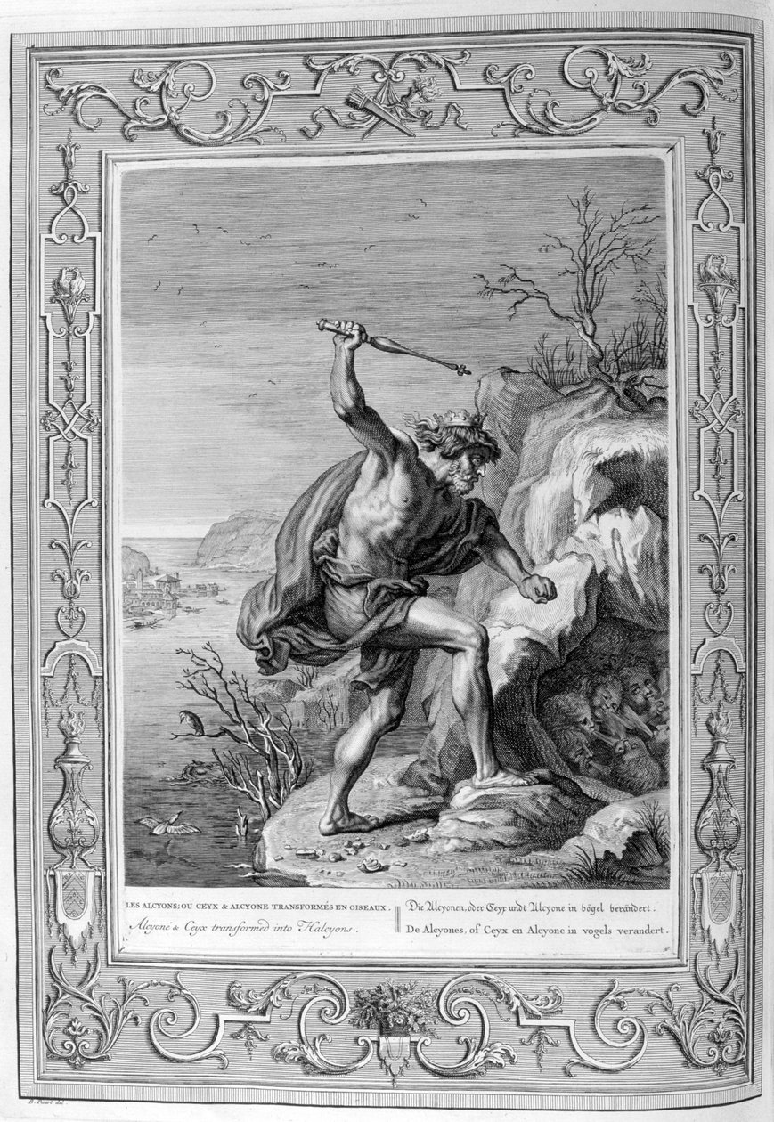 Alcyone ve Ceyx kuşlara dönüştü, 1733 by Bernard Picart