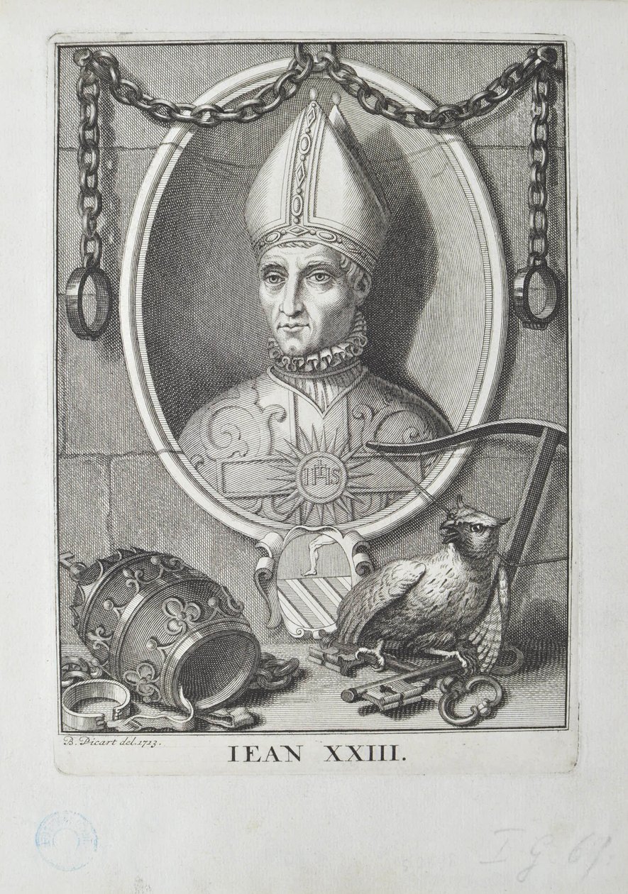 Antipop John XXIII Baldassare Cossa, 1713. by Bernard Picart