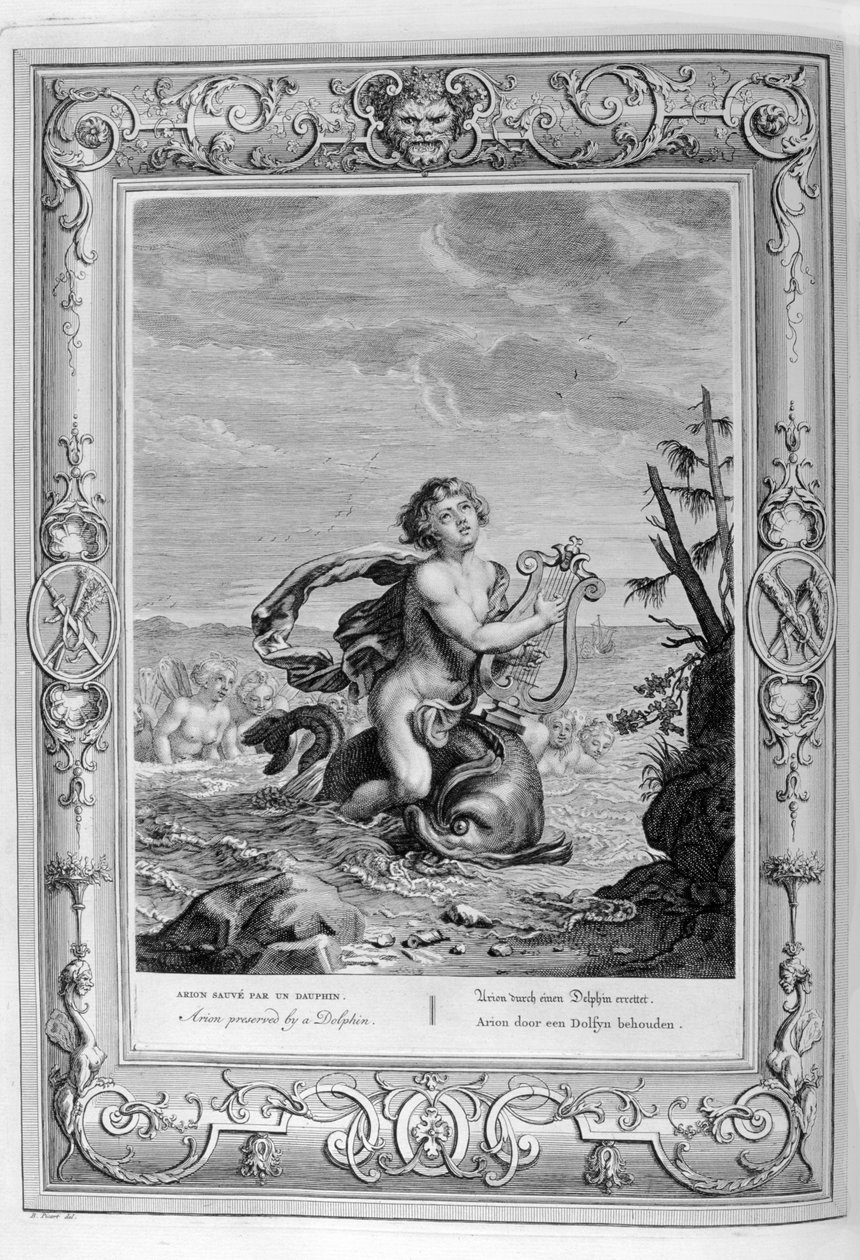 Yunusun Üzerinde Arion (gravür) by Bernard Picart