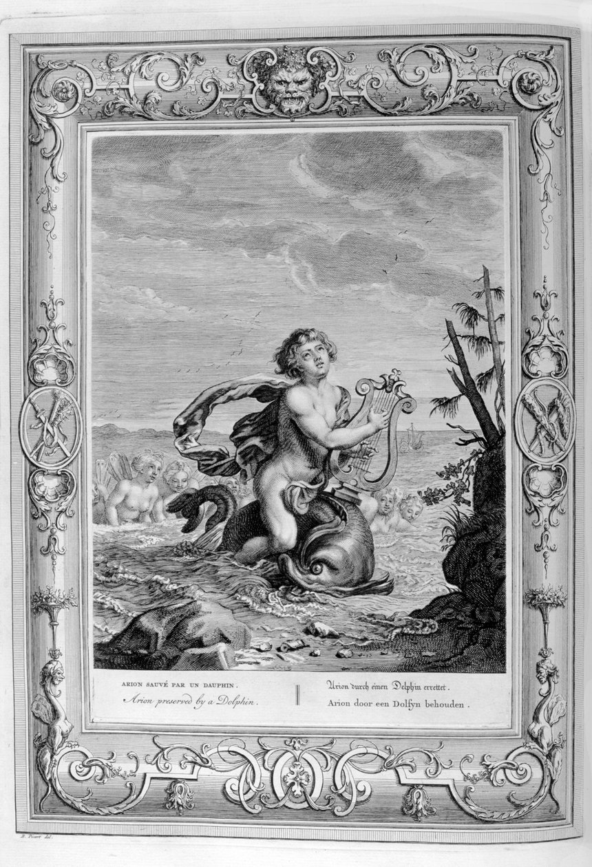 Arion, bir yunus tarafından kurtarıldı, 1733 by Bernard Picart