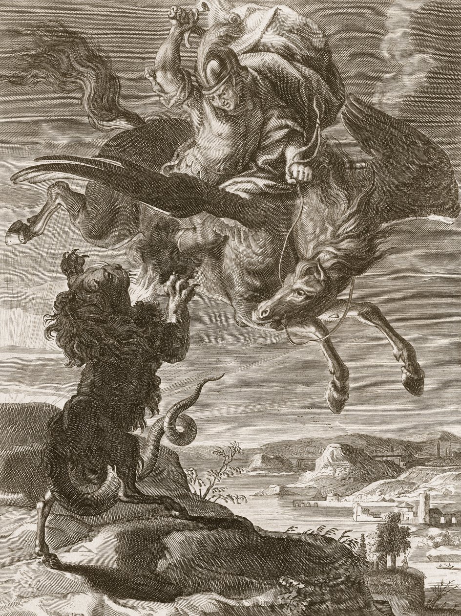 Bellerophon Kimera ile Savaşıyor, 1731 by Bernard Picart