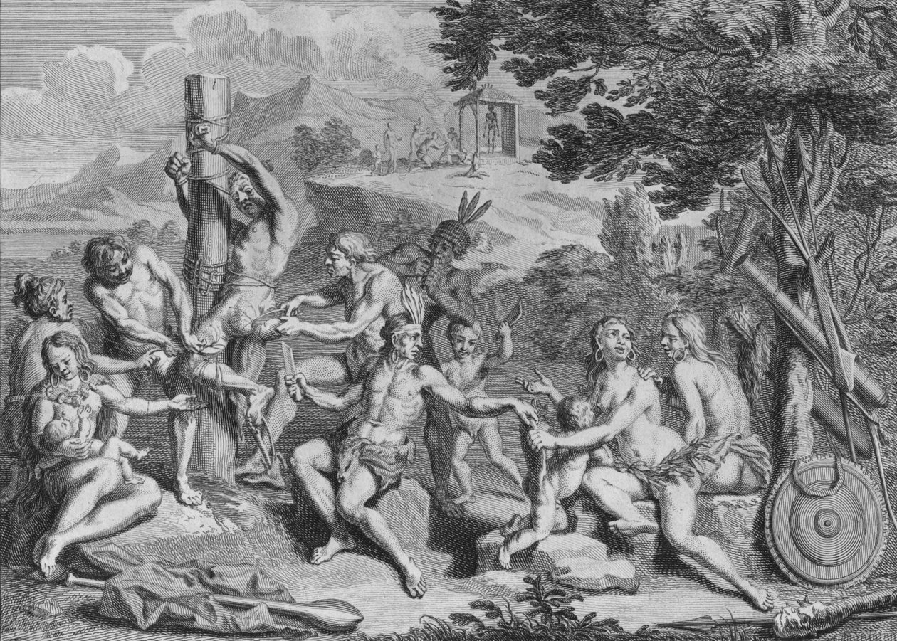 Antiler Tarafından Kurban Edilen Tutsak, 1723. by Bernard Picart