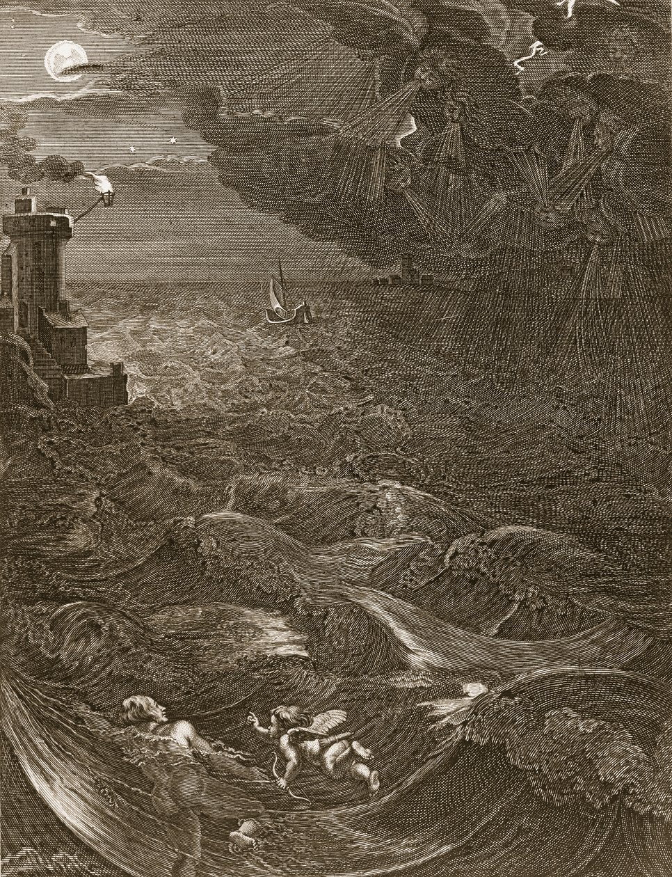 Leander, Kahraman Metresi ile Tanışmak için Hellespont