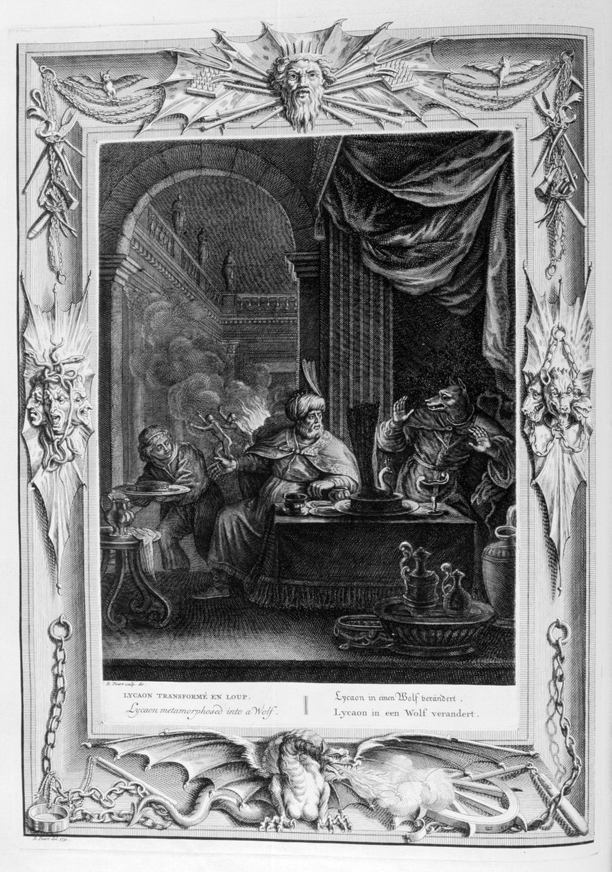 Lycaon Kurta Dönüştürüldü, 1733 by Bernard Picart