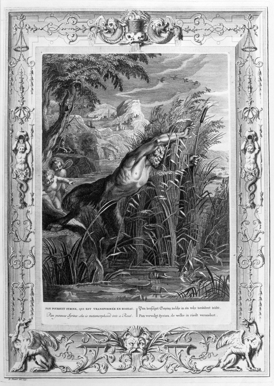 Pan Syrinx'i kovalıyor (gravür) by Bernard Picart