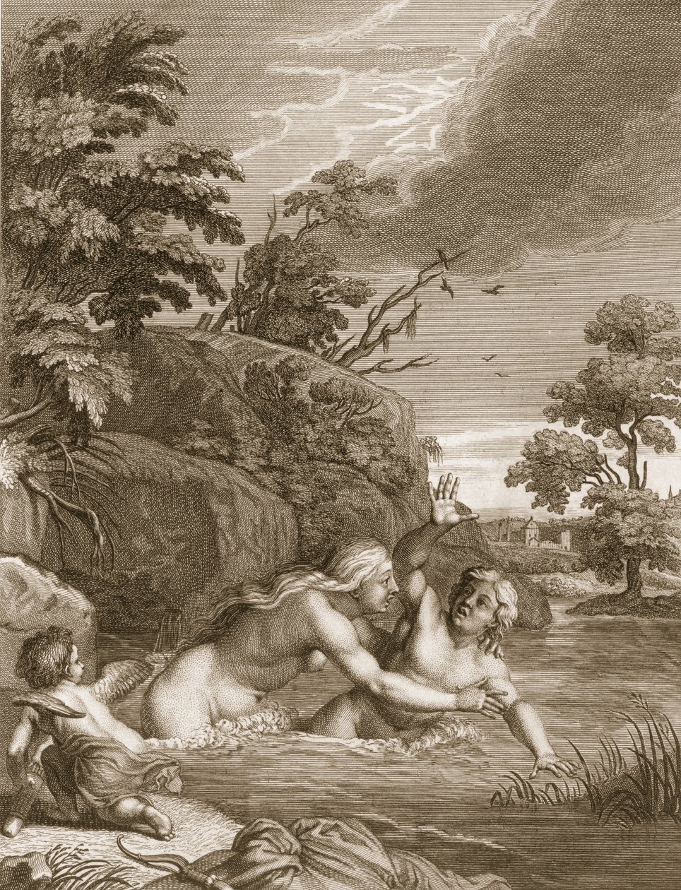 Salmacis ve Hemafrodit Bir Vücutta Birleşik, 1731 by Bernard Picart