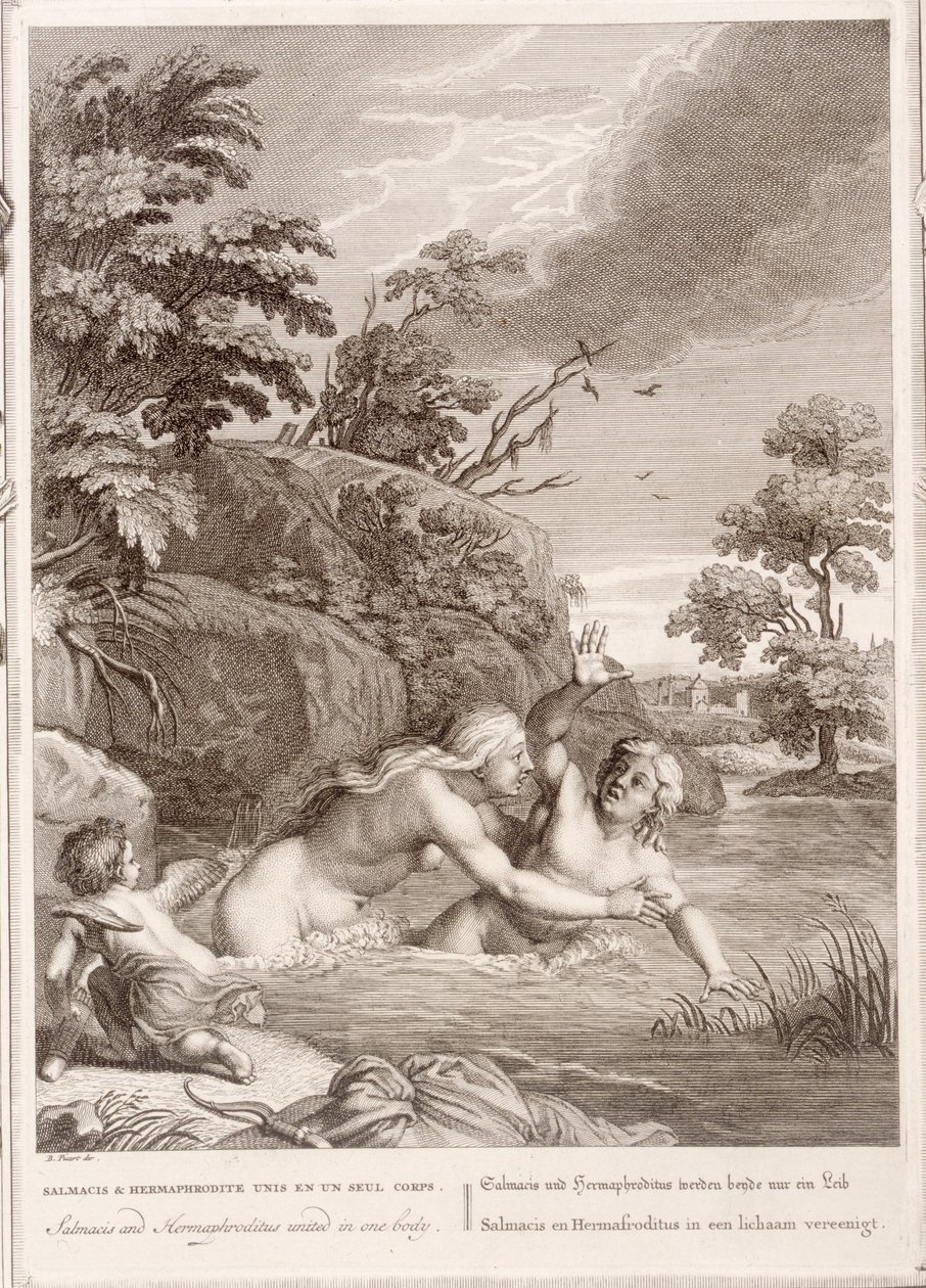 Salmacis ve Hemafrodit Bir Vücutta Birleşik, 1731 by Bernard Picart