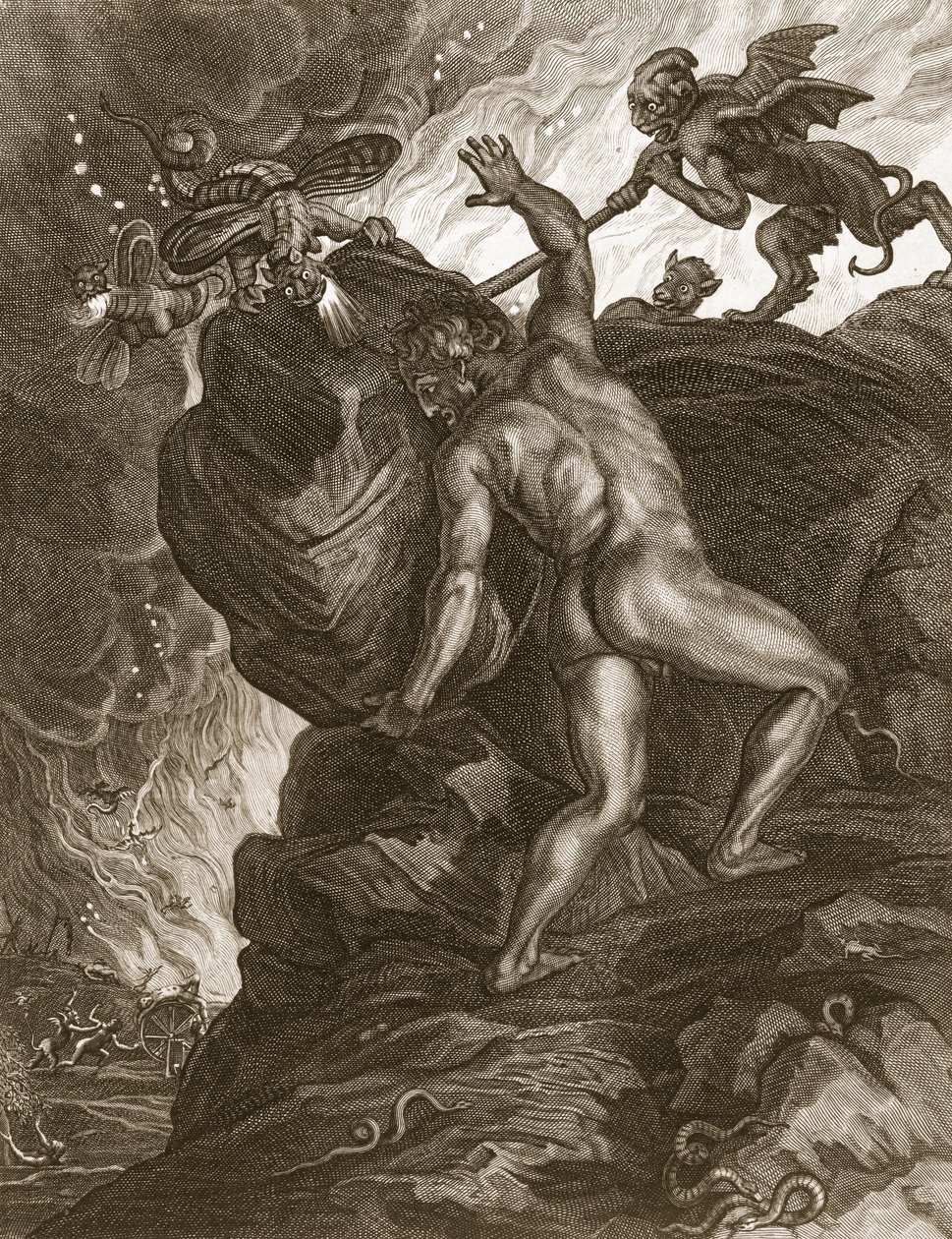 Sisifos Taşını Bir Dağa İterken, 1731 by Bernard Picart