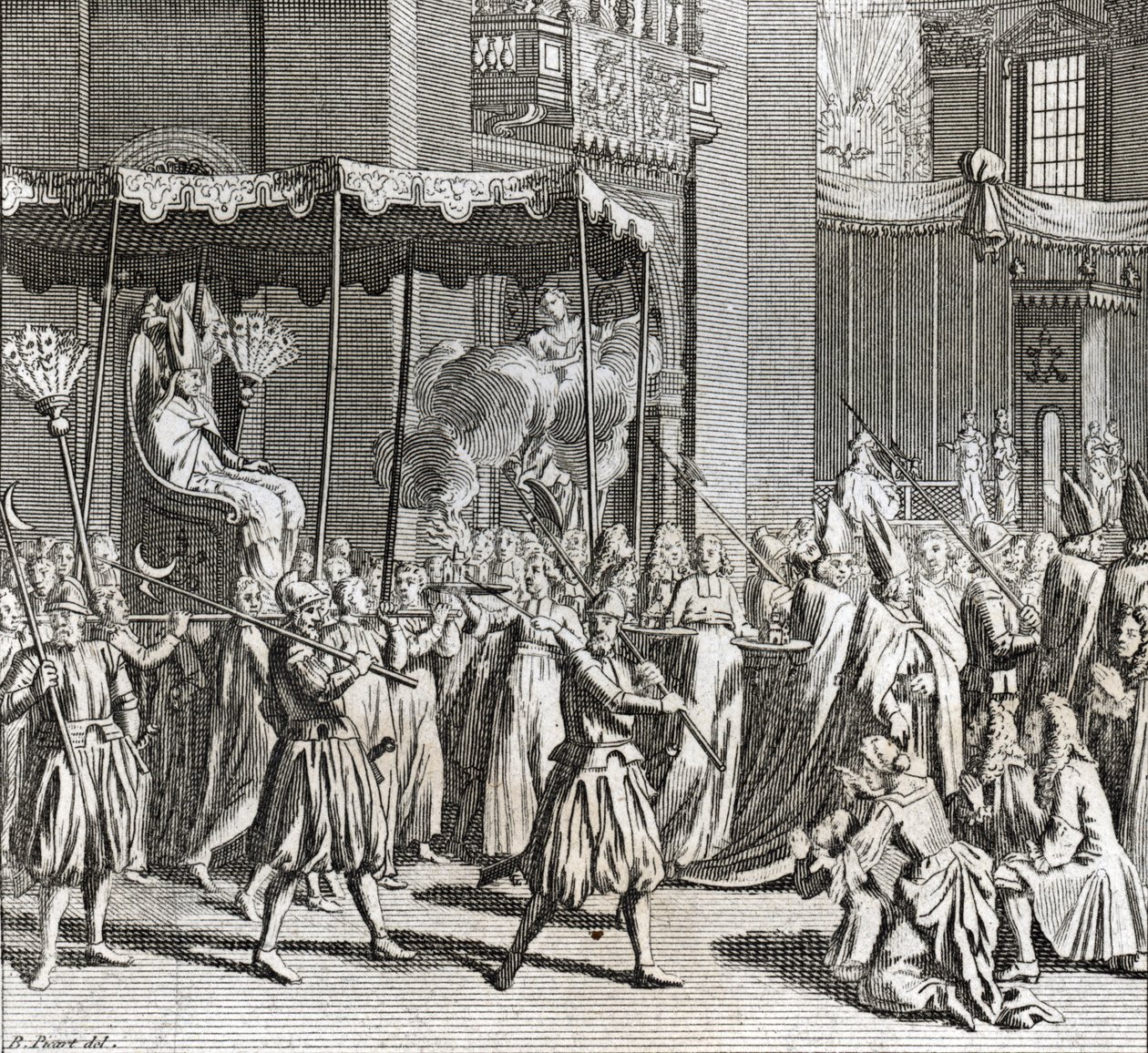 Papalığın Resmi Açılışı: Bir kumaşın yakılması) Bernard Picart (1723-1743) 1819 Özel koleksiyon by Bernard Picart