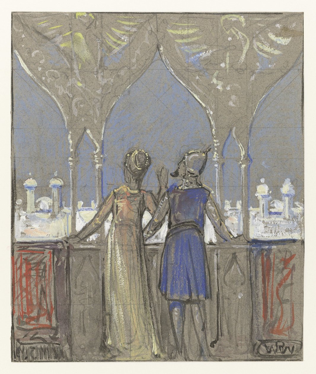 Doğu şehrine bakan Çift by Bernard Willem Wierink (signed by artist)