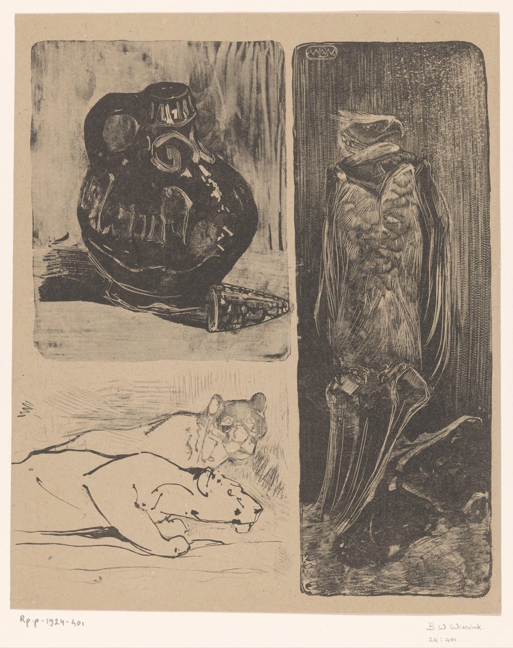 Vazo, dişi aslanlar ve akbaba by Bernard Willem Wierink