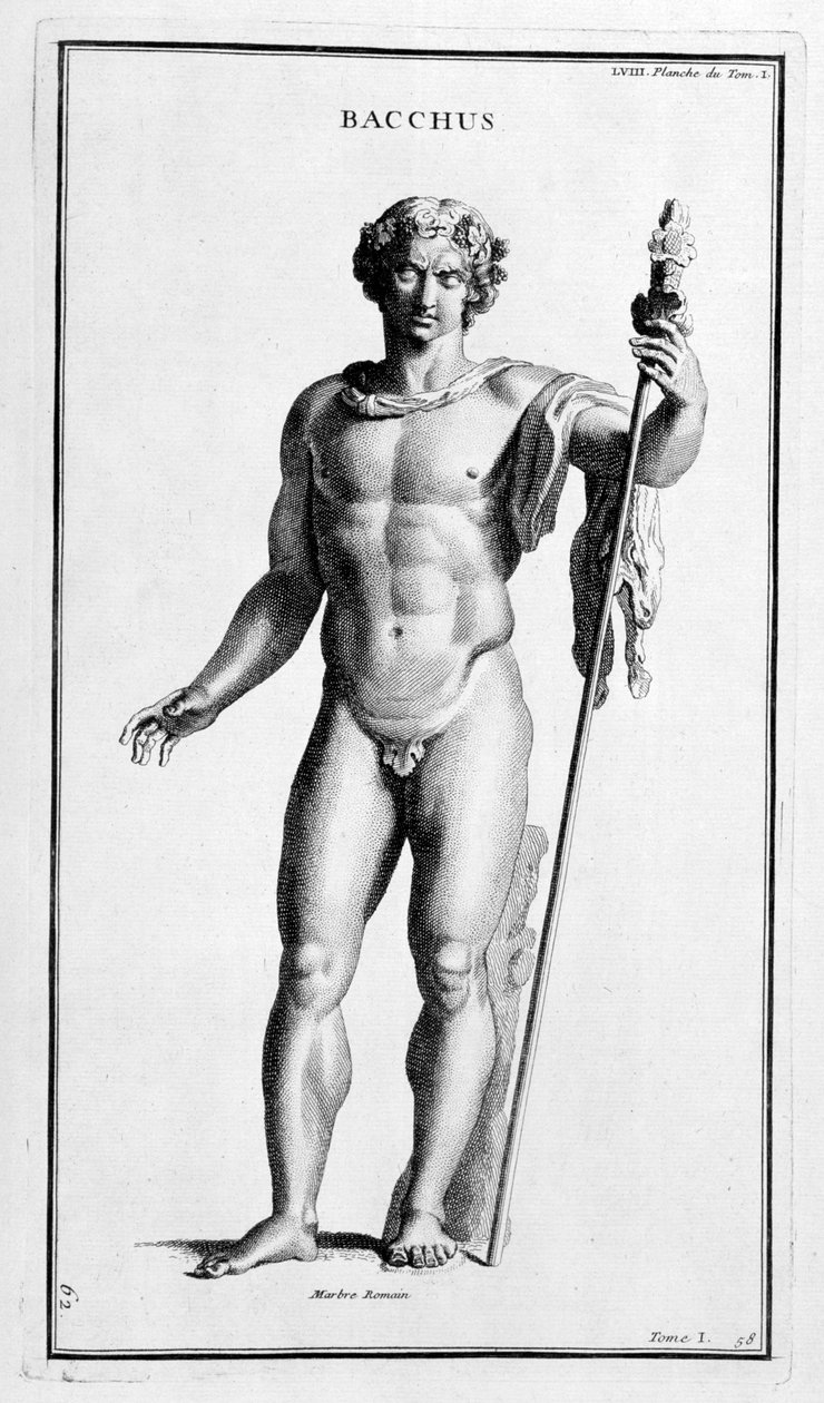 Bacchus, bir Roma heykelinden sonra, 1757 by Bernard de Montfaucon
