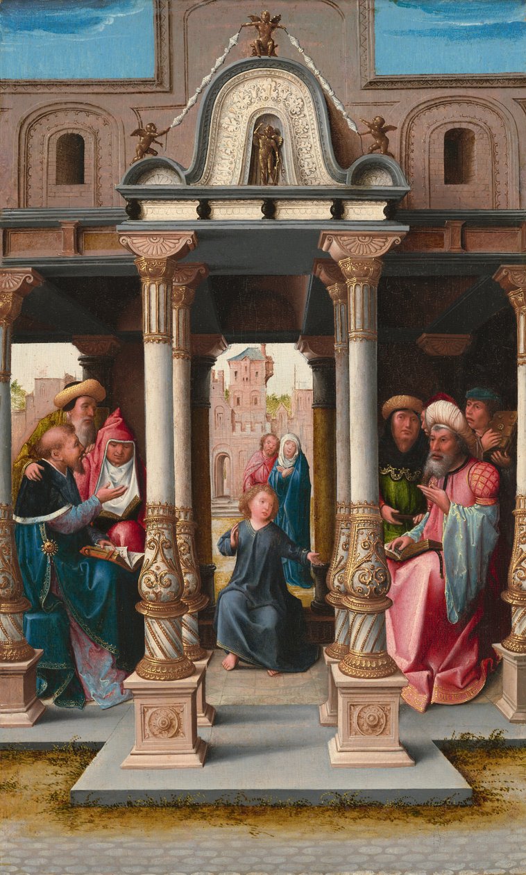 Doktorlar arasında İsa [ön yüz] by Bernard van Orley