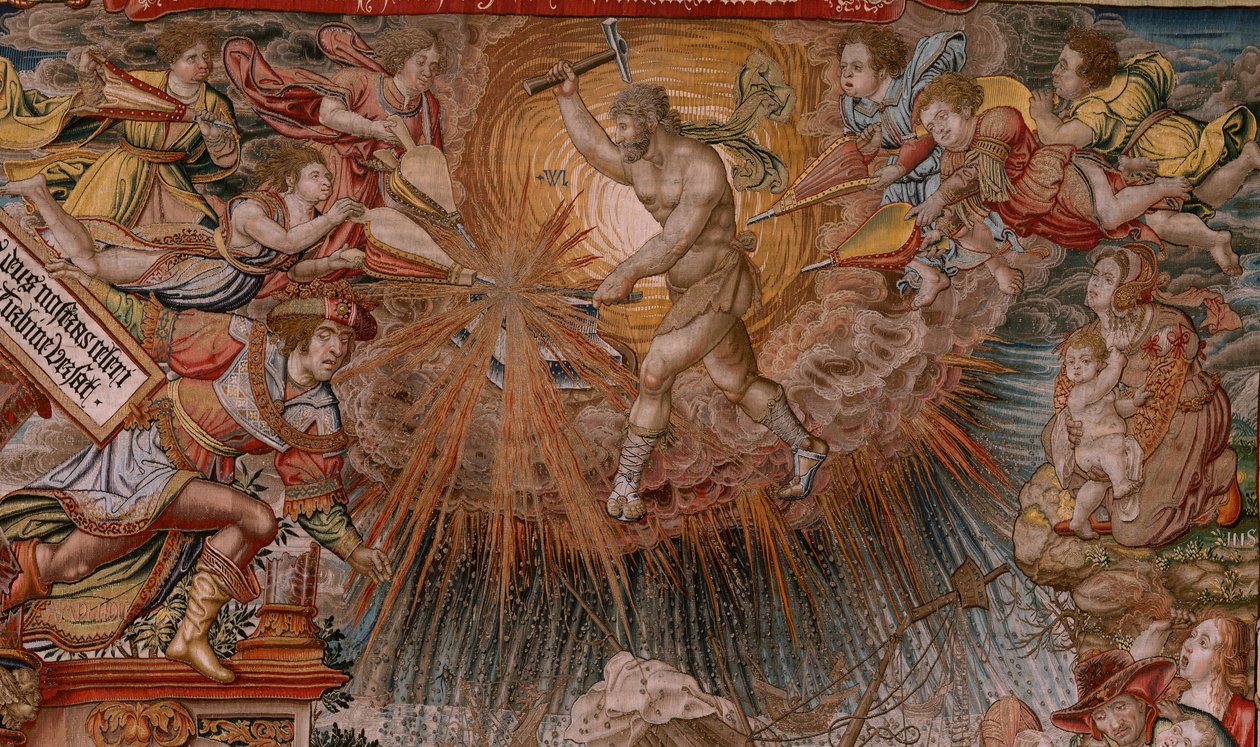 Flaman halısı. Seri Onur. Servet, Başarıya Giden Yol (La Fortuna, Camino de los Honores). Serinin beşinci halısı. Bernard van Orley ve Jan Gossaert de Mabuse çevresinden Model Karikatürcüler. Pieter van Aelst, Brusse imalatı by Bernard van Orley