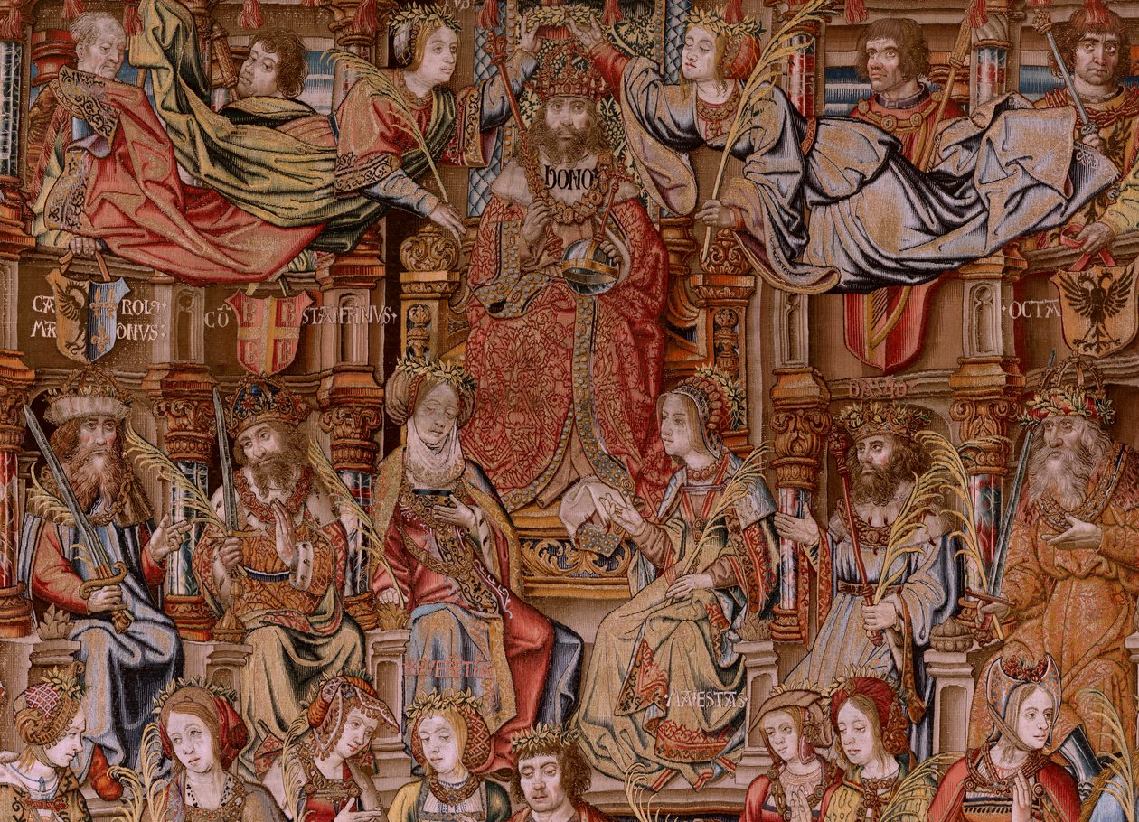 Flaman halısı. Seri Onur. Onur (El Onur). Serinin ikinci halısı. Bernard van Orley ve Jan Gossaert (Mabuse) çevresinden Model Karikatürcüler. Pieter van Aelst, Brüksel imalatı. Ca 1550. Kumaş Altın, gümüş, ipek ve yün. by Bernard van Orley