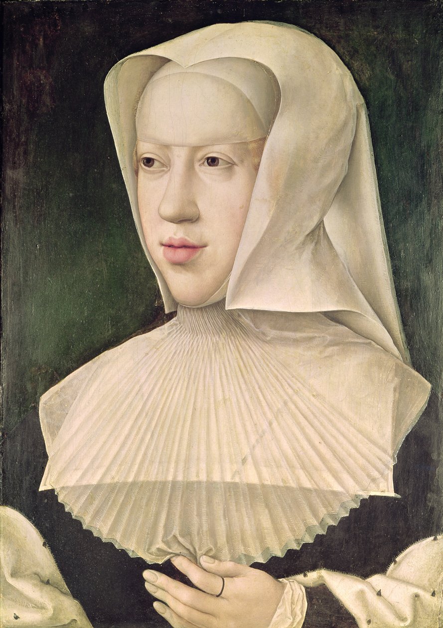 Marguerite de Habsbourg (1480-1530) Savoy Düşesi (panelde yağlı boya) by Bernard van Orley