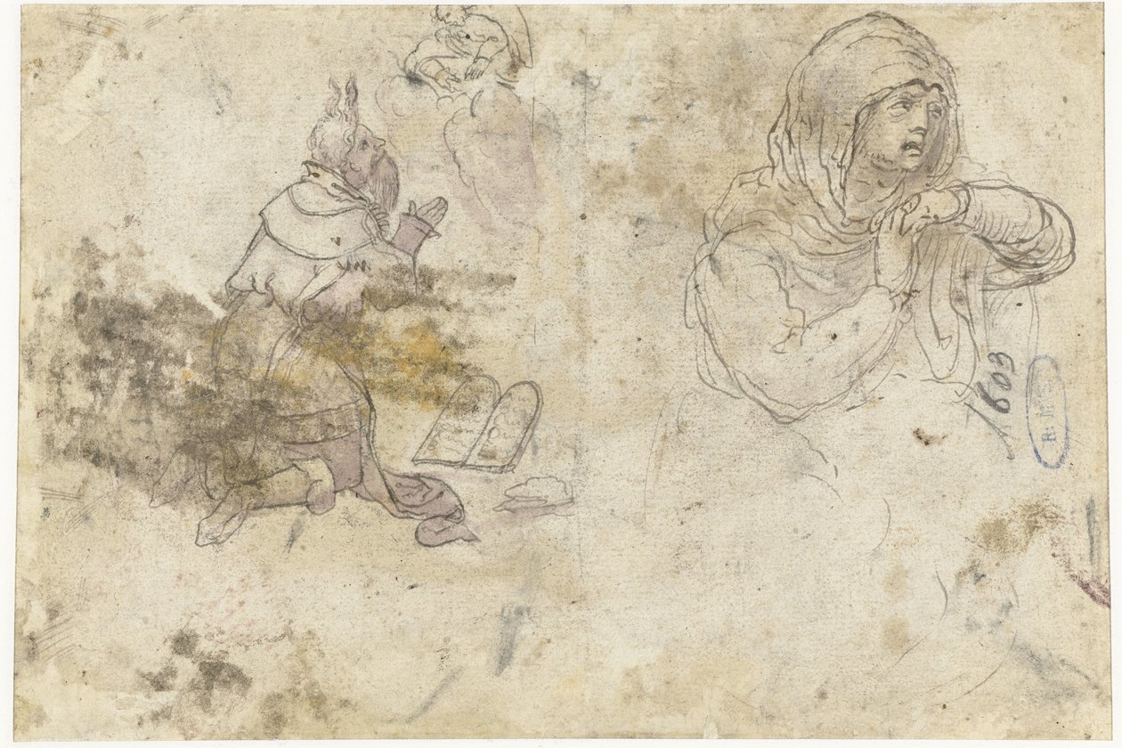 Musa ve yas tutan Meryem veya Mecdelli Meryem by Bernard van Orley