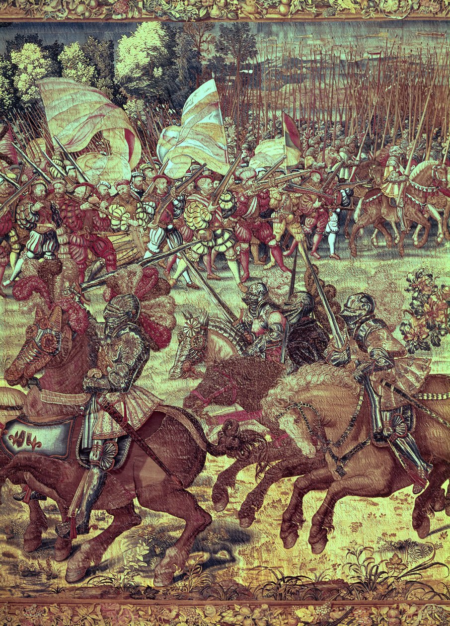 Pavia Savaşı, 24 Şubat 1525, 156716 tarihli goblen detayı by Bernard van Orley