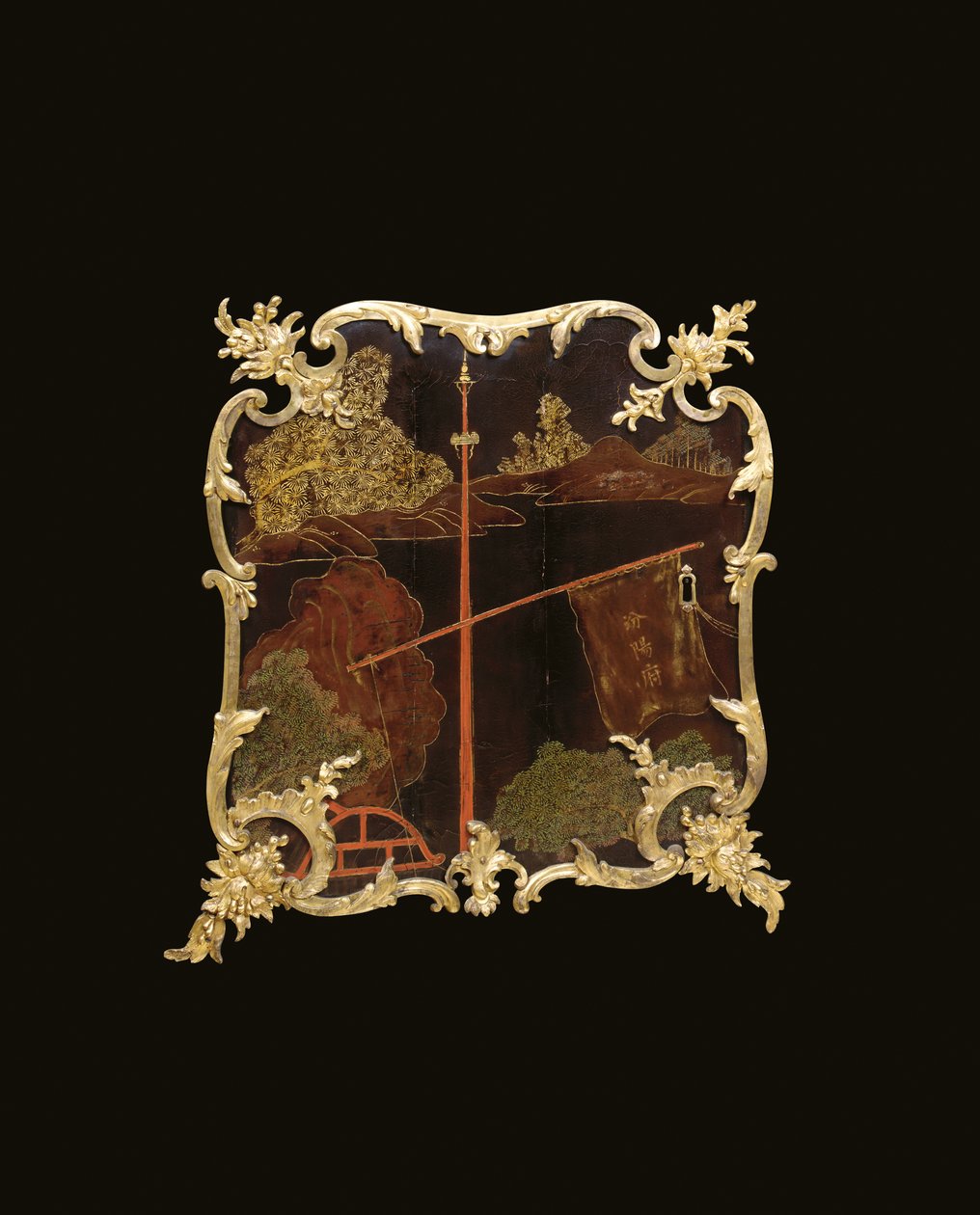 Louis XV komodin, c.1740 (ormolu montajlı Çin siyahı, çok renkli ve yaldızlı cila, serpantin, mermer ve vernis) by Bernard van Risamburgh