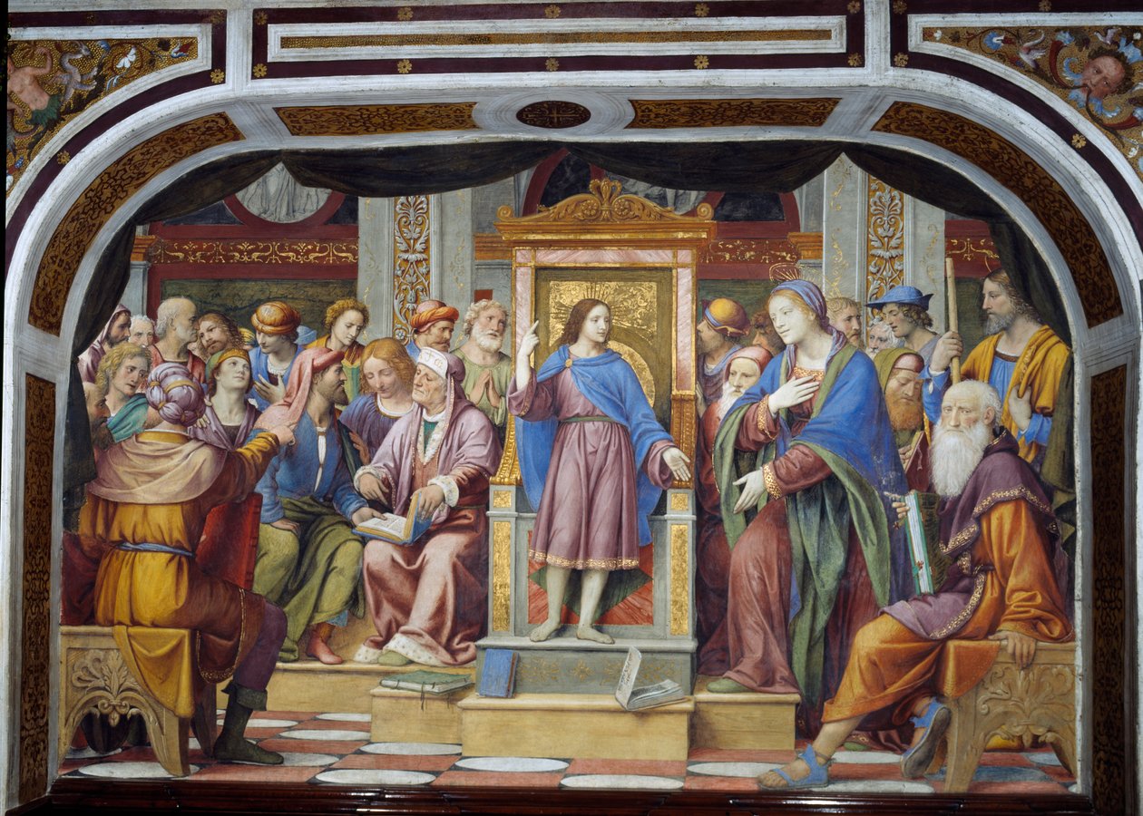 Tapınaktaki Anlaşmazlık veya Doktorlar Arasındaki Mesih, 1525 by Bernardino Luini