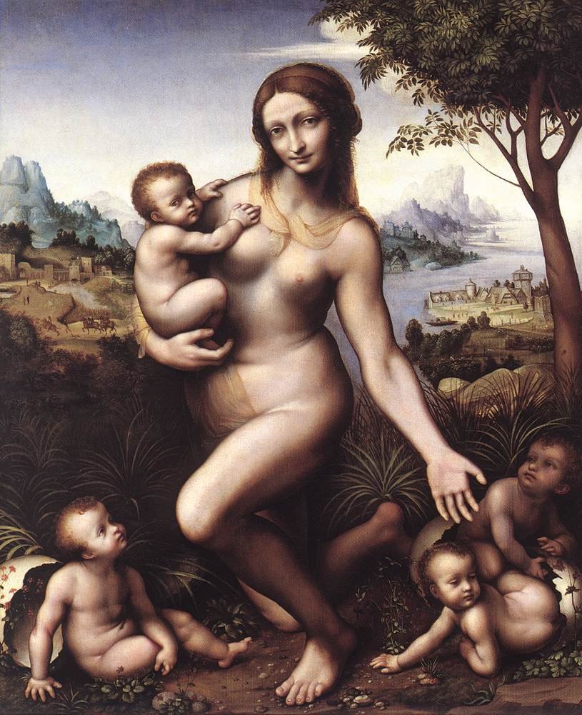 Leda, çocukları ile by Bernardino Marchiselli