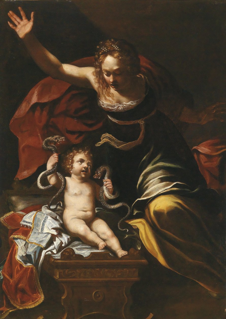 Szene aus der Kindheit des Herkules by Bernardino Mei