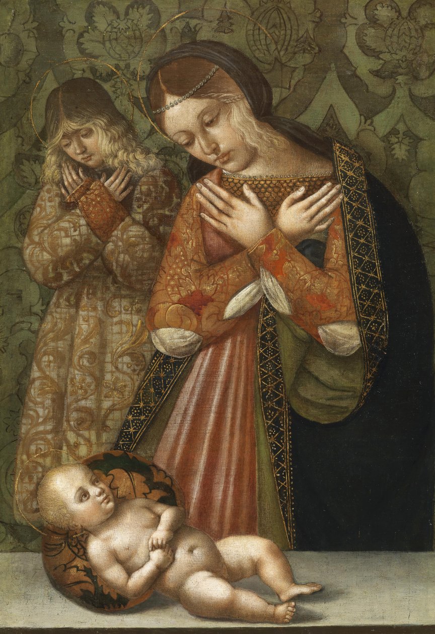 Meryem ve çocuğa tapan bir melek by Bernardino di Bosio Zaganelli