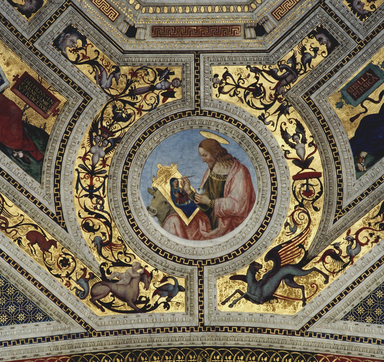 Evangelist Luke ile Presbytery Kasası, Santa Maria del Popolo, Roma, c.1484-92 by Bernardino di Betto Pinturicchio