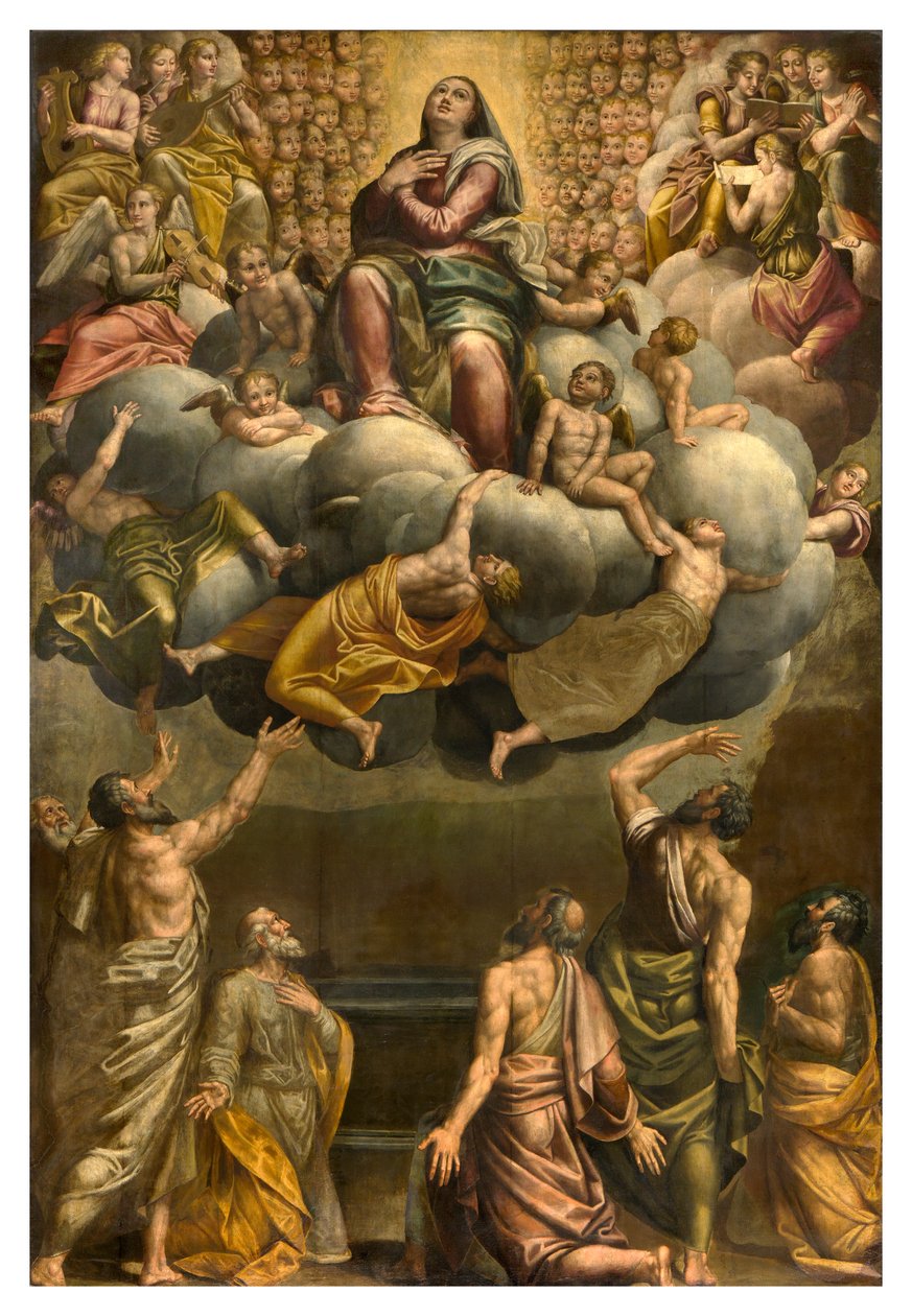 Apsis, Altarpiece by Bernardino Gatti, Il Sojaro adlı, Giovanni Battista Trotti tarafından tamamlanan, IL Malosso, Meryem