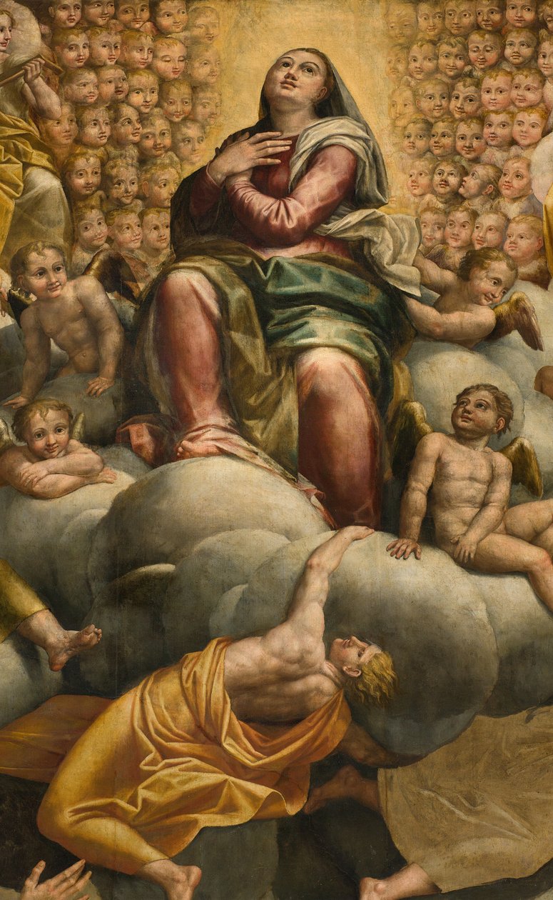 Apsis, Altarpiece by Bernardino Gatti, Il Sojaro adlı, Giovanni Battista Trotti tarafından tamamlanan, IL Malosso, Meryem