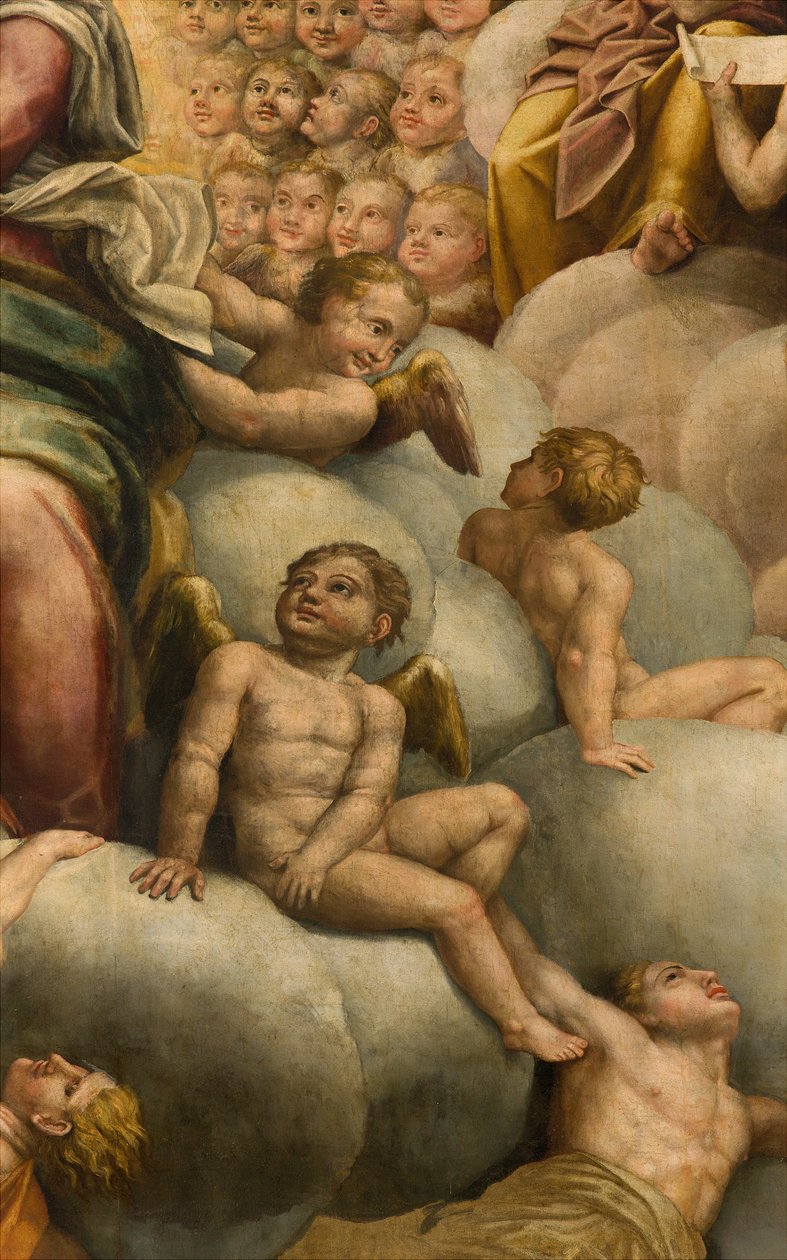 Apsis, Altarpiece by Bernardino Gatti, Il Sojaro adlı, Giovanni Battista Trotti tarafından tamamlanan, IL Malosso, Meryem