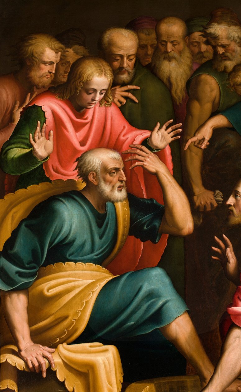 SS Sacrament Şapeli, Birinci açıklık güney tarafı, Bernardino Campi, Ayakların Lavantası, Detay 1569 by Bernardino Campi