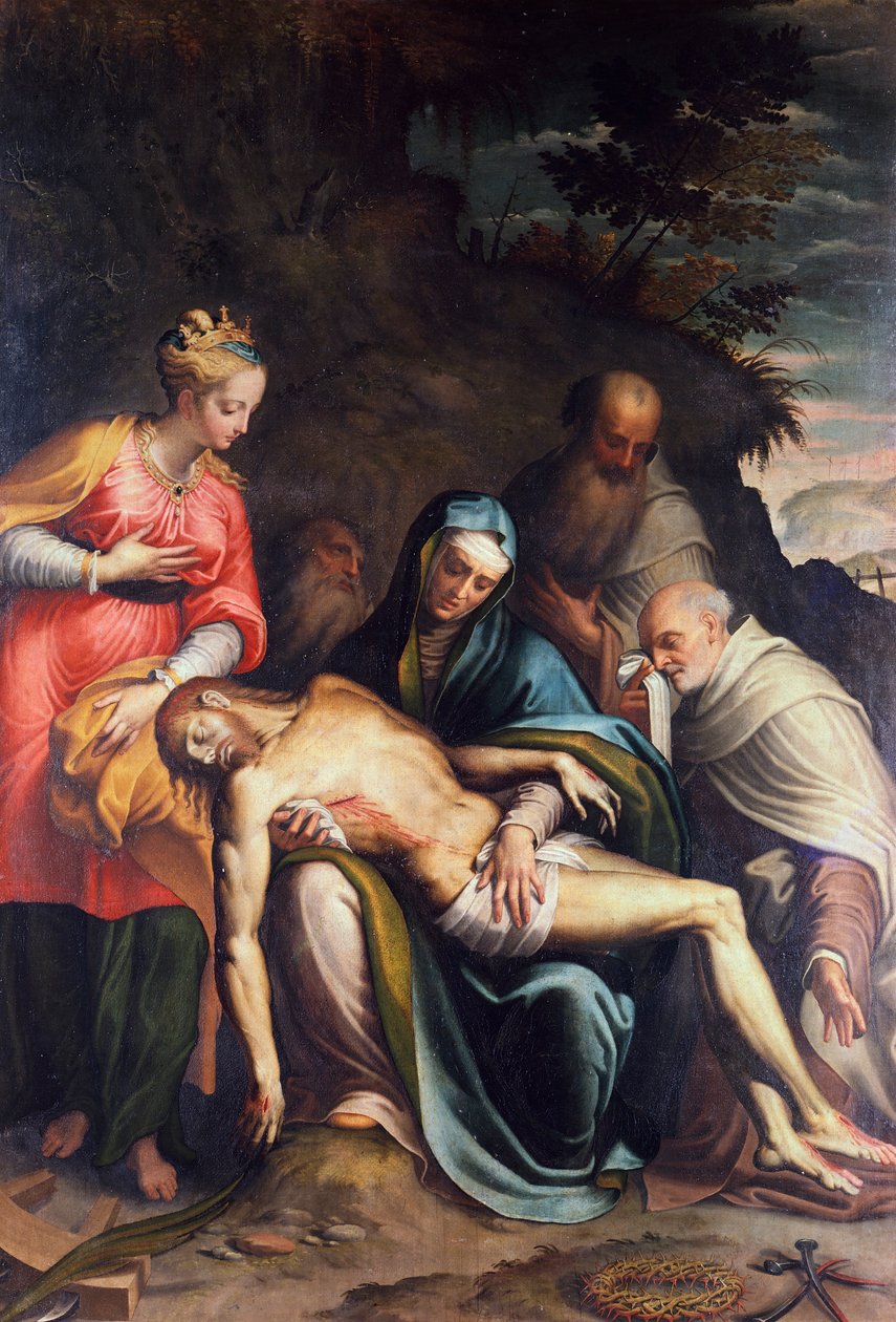 İskenderiyeli Aziz Catherine ve üç peygamber ile Pieta veya İsa'nın İfadesi by Bernardino Campi