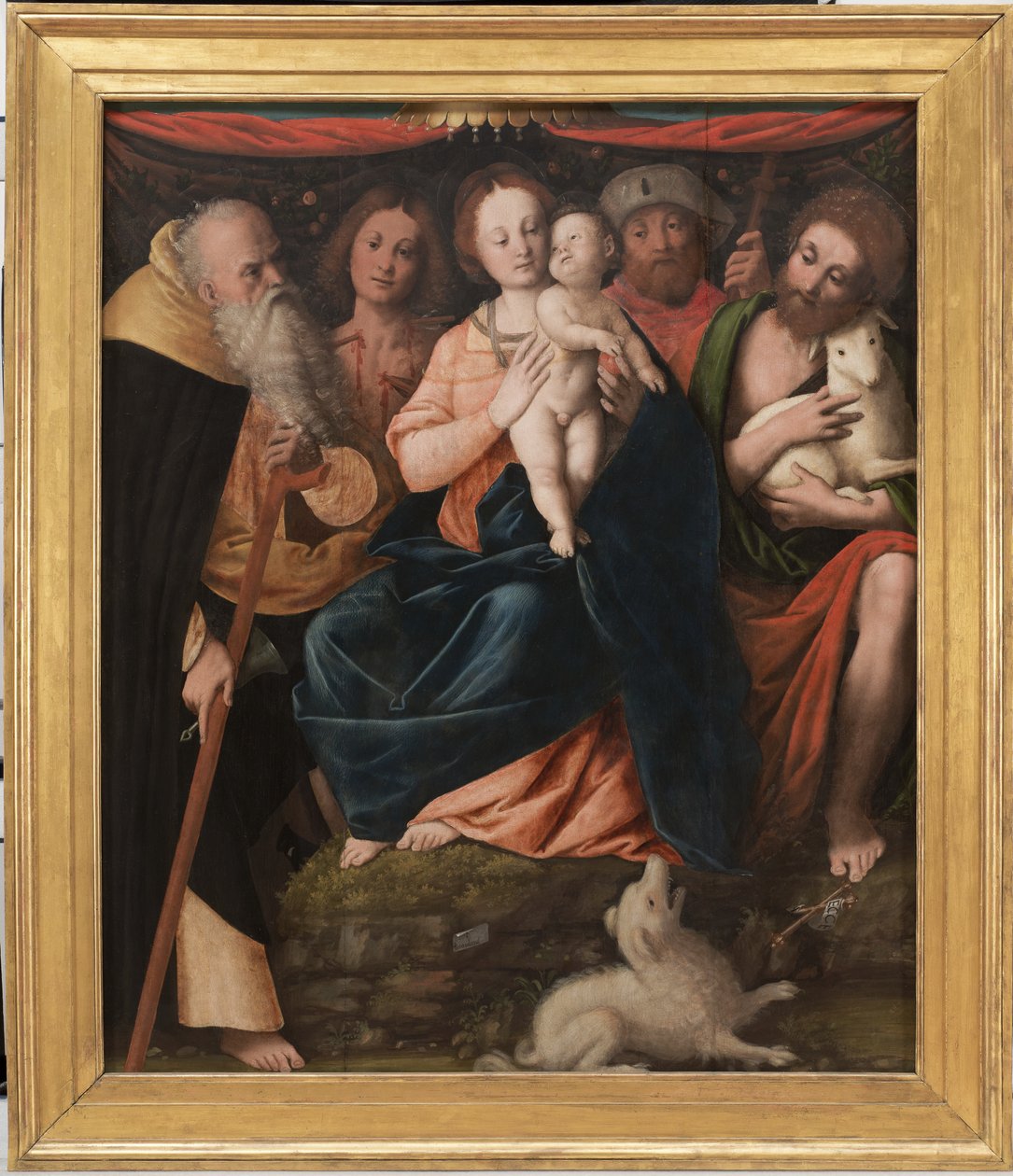 Aziz Anthony Abbot, Sebastian, Rocco ve Vaftizci Yahya ile Madonna ve Çocuk, 1534 by Bernardino Lanino