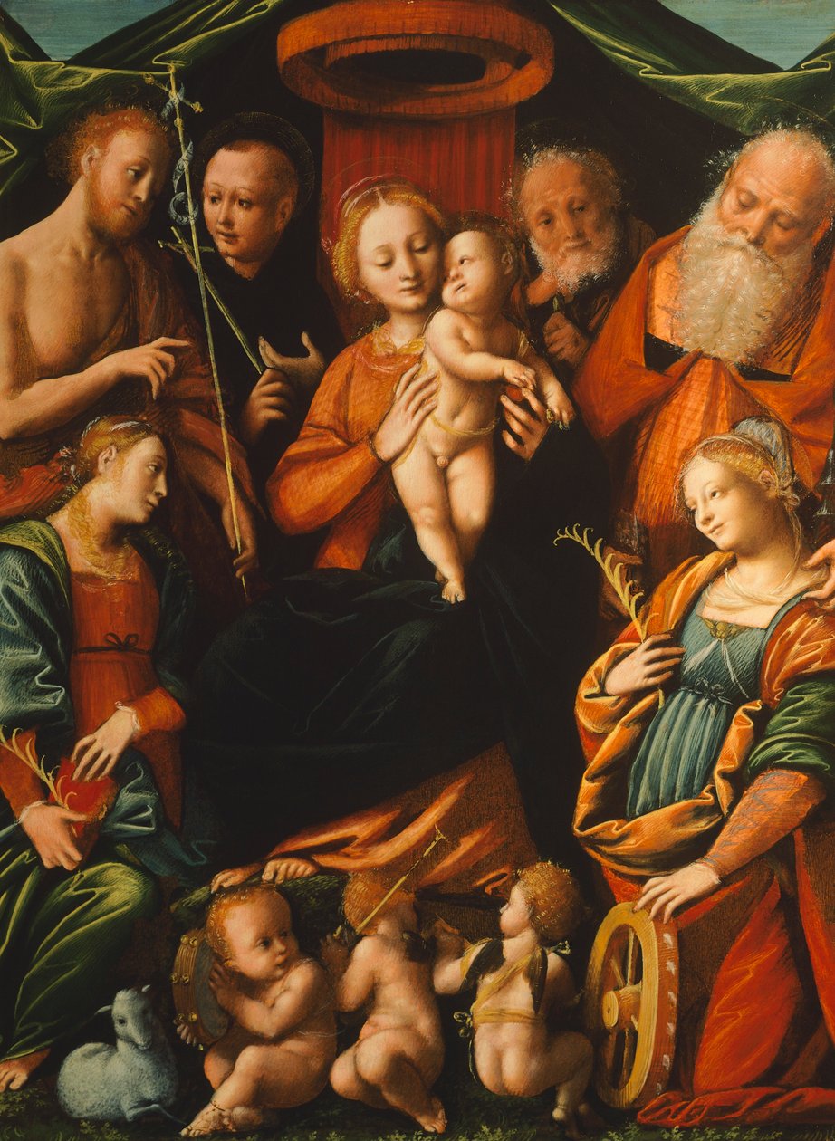 Çocuk ve Azizlerle Madonna, Bernardino Lanino (1511-1582) by Bernardino Lanino