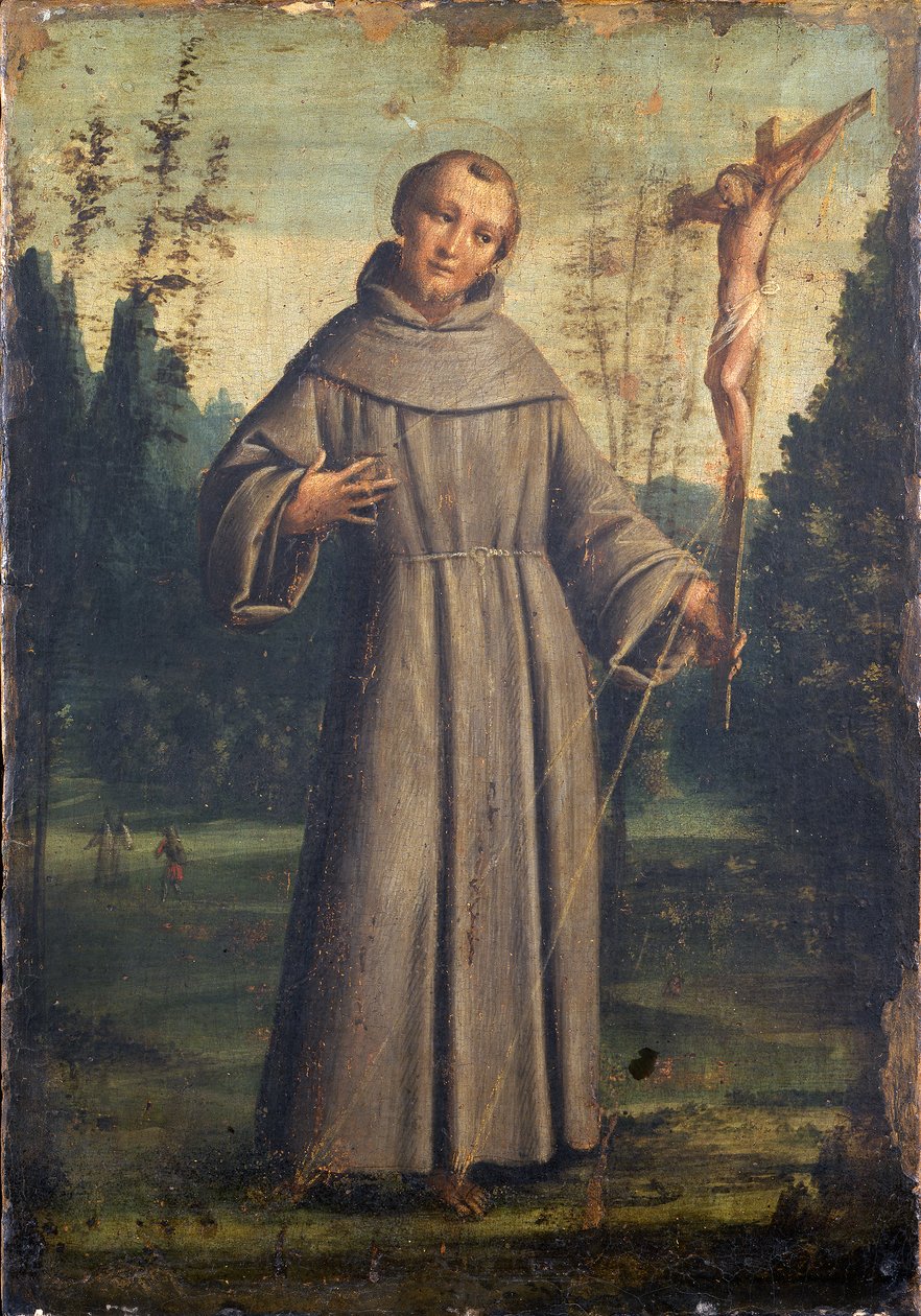 Assisili Aziz Francis, c.1545 (tuval üzerine monte edilmiş panel üzerine yağlı boya) by Bernardino Lanino